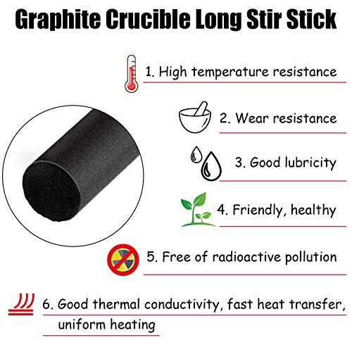 Graphite Stir Rod Stick Crucible Stir Rod Long Carbon Stirring Rod Graphite Crucible Stir Stick For Melting Casting Refining Gold Silver Copper, 12 Inch Length, 5/16 Inch Diameter (3 Pieces) #TOP2