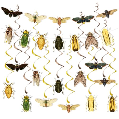 Image of 12 Pcs Bug Hanging Swirls 2 Pcs Insect Banners for Bug Party Decorations Insect Birthday Party Supplies