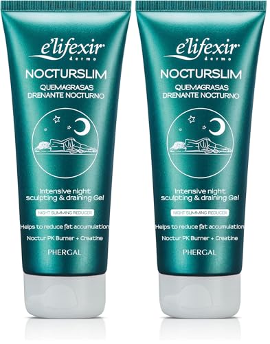 Elifexir Nocturslim – Crema Quemagrasas Intensiva | Gel Reductor Lipoescultor Noche | Drenante, Anticelulítico y Reafirmante Potente | Frescor y Rápida Absorción. 200 ml (Paquete de 2)