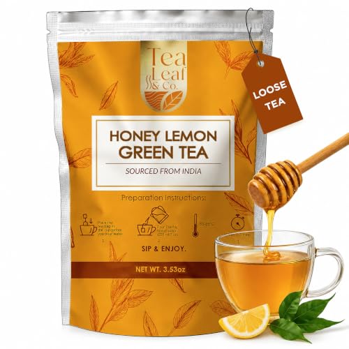 Image of Honey Lemon Green Tea Loose Leaf (100gm /3.5oz), Makes Upto 50 Servings