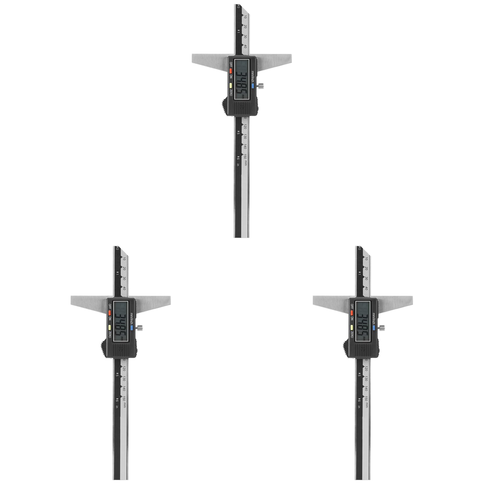 3 Unids Acero Inoxidable Profundidad Digital Vernier Caliper Gauge Herramienta 0 a 150mm 0,01mm para la Medición de Precisión