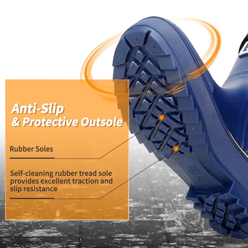 Image of HSBDNZQ Rain Boots for Men, Waterproof Mens Rubber Boots with PVC Unique Design, Comfort Lightweight Work Mud Boots, Resistant Durable Slip Garden Boots for Farming Gardening Fishing