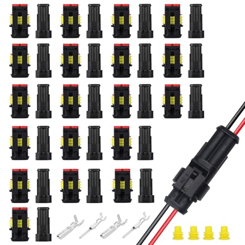 Seamaka 20 Kits 2 Pin Connector,2 Wire Connector,Automotive Waterproof Electrical Connectors O-103-2PIN