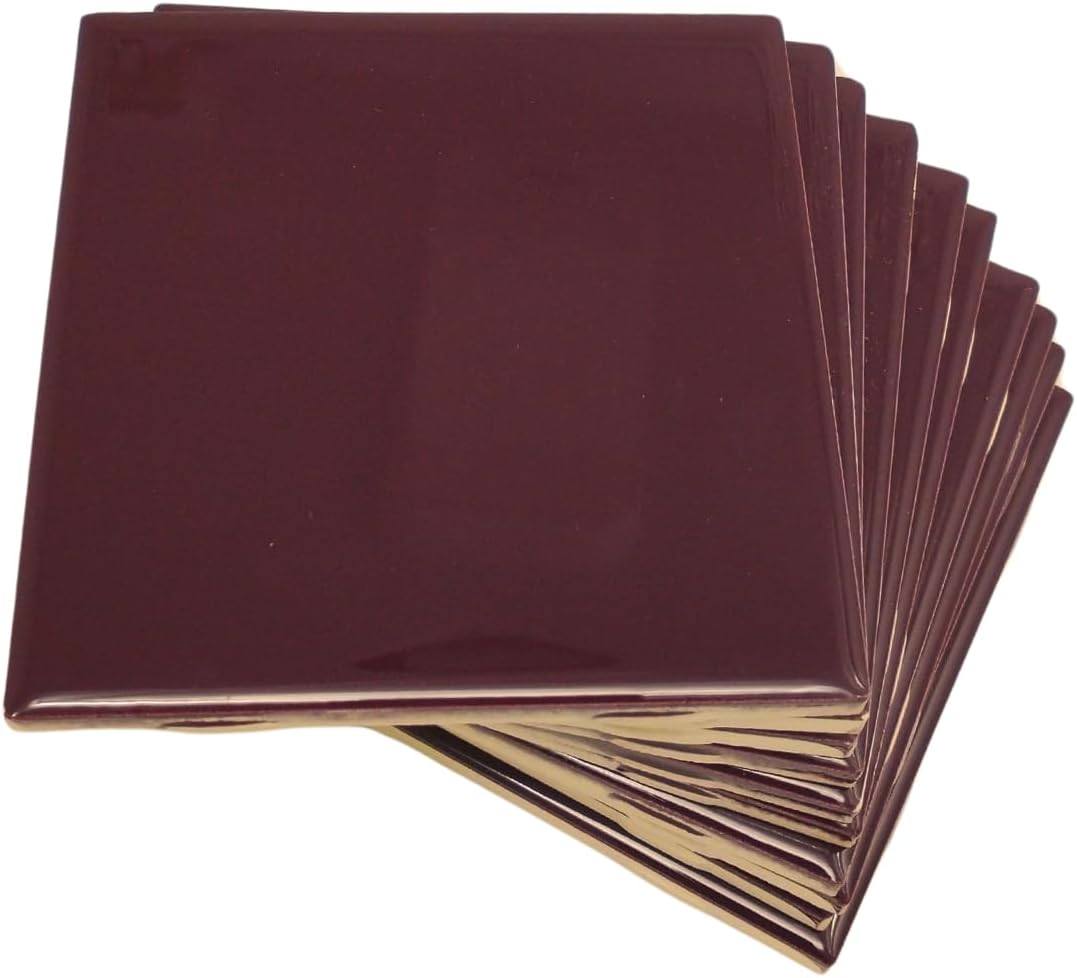 Tenedos Glossy 4.25 inch x 4.25 inch Plum Ceramic Subway Tile – Glossy Square Wall Tile for Shower, Bathroom, Kitchen Backsplash – Box of 10 Pieces