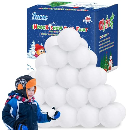 Luces 20 PCS Fake Snow Balls, Soft Indoor Snow Ball for Fight Set, Plush Artificial Snow White Balls Xmas Tree Decor Winter Game for Parent-Child Interactive Activities