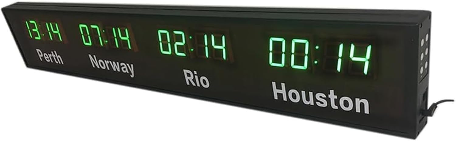 Orologio con 4 fusi orari mondiali della città, orologio mondiale digitale a LED