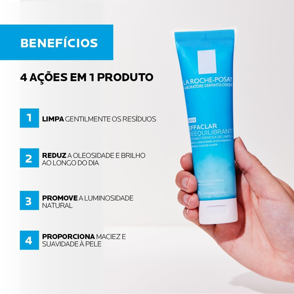 La Roche-Posay Effaclar Reequilibrante 100g, Espuma Cremosa de Limpeza para Peles Mistas a Oleosas. La Roche-Posay Effaclar Reequilibrante 100g, Espuma Cremosa de Limpeza para Peles Mistas a Oleosas.