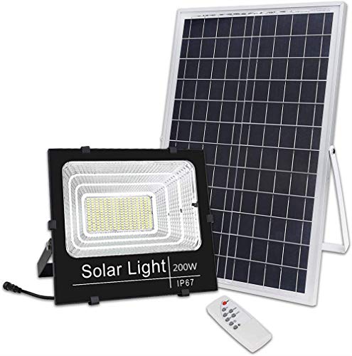 Brillihood 200W LED Solar Flood Lights Outdoor Dusk to Dawn Security Light, 10000 Lumens, IP67 Waterproof Solar Powered Floodlight with Remote Control for Lawn, Yard, Garden, Gutter, Pathway, Driveway