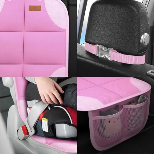 Image of SMART ELF Car Seat Protector, 2 Pack Car Seat Cover, Seat Protector Under Baby Car Seat, Seat Covers with Non-Slip Bottom and 2 Mesh Pockets Suitable for Baby and Pet (Pink)