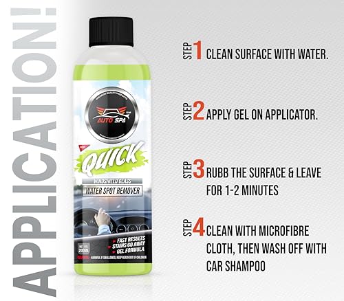 Image of AUTO SPA Car Glass Water Spot Remover Gel - 200ML | Removes Hard Water Stains, Mineral Deposits and Smudges for Spotless Clear Glass | Ideal for Car Windshield, Windows