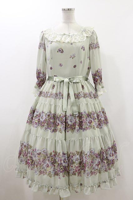 Amazon.co.jp: Innocent World アンティークパンジーシフォンドレス M  