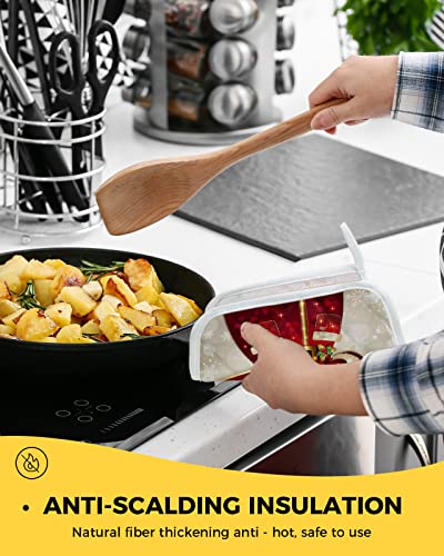 Pot Holders For Kitchen Christmas Santa Claus Vintage Gifts Box Set Of 3 Potholders Heat Proof Non-Slip Oven Pot Holder Insulation Terry Cloth Hot Pad With Loop Snowy Stars Snowflake #TOP3