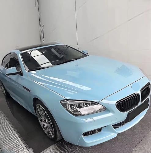 Image of WISDOM Baby Blue Glossy Vinyl Car Wrap Air Release, Self Adhesive, Vehicle wrap Sheet for Automotive Bike DIY Exterior Interior Decoration (Baby Blue Glossy, 20 Inch X 17 Feet)