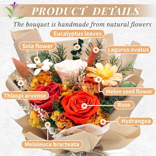 Qoeazy Preserved Flowers Bouquet, Natural Long Lasting Preserved Rose Bouquet With Gift Box, Forever Flowers Bouquet For Valentine'S Day, Mother'S Day, Birthday thumb #1