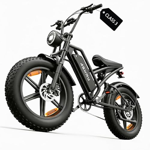 Askmy Electric Bike Fat Tire, 20' 4.0' 750W-1500W Peak Motor, 28MPH, 48V 15ah Removable Battery, 50-60+ Miles Range,UL2849 Certified (750, Watts)