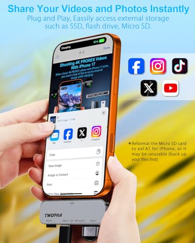 Hub USB C iPhone ProRes en aluminium ultra fin TWOPAN