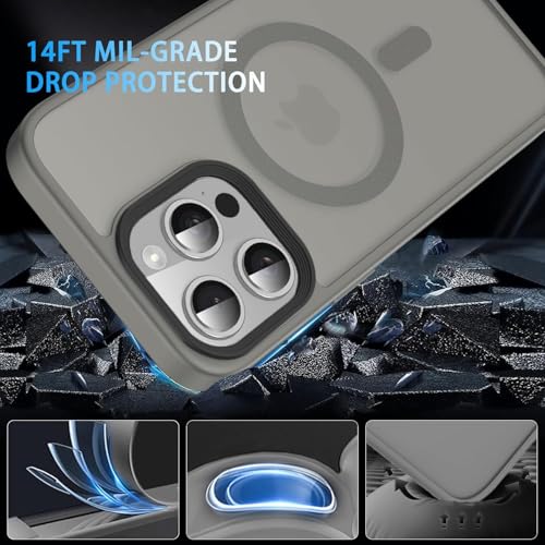 Image of Elzzi Magnetic Guard Designed for iPhone 16 Pro Max Case Translucent Matte Hard PC + TPU Back Cover [Compatible with MagSafe] Anti-Scratch Shockproof Phone Case (6.9 Inch, Natural Titanium)
