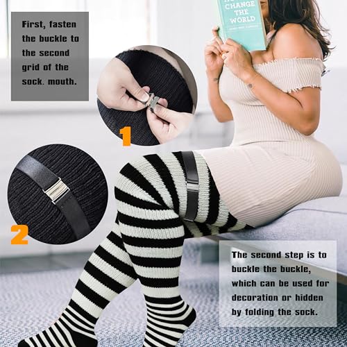 Plus Size Women Thigh High Socks for Thick Thighs Long Striped Warm Over the Knee Socks Thick Wide Warmers3