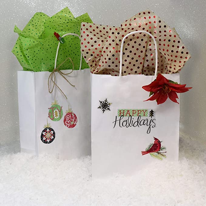 Image of Gift Bags- 10X14X5In 10Pcs Medium White Paper Bags For Shopping Retail- Medium Paper Carry Bags,Gifting Covers,Disposable,Recyclable Eco Friendly (10X14X5 In White,10 Pack)