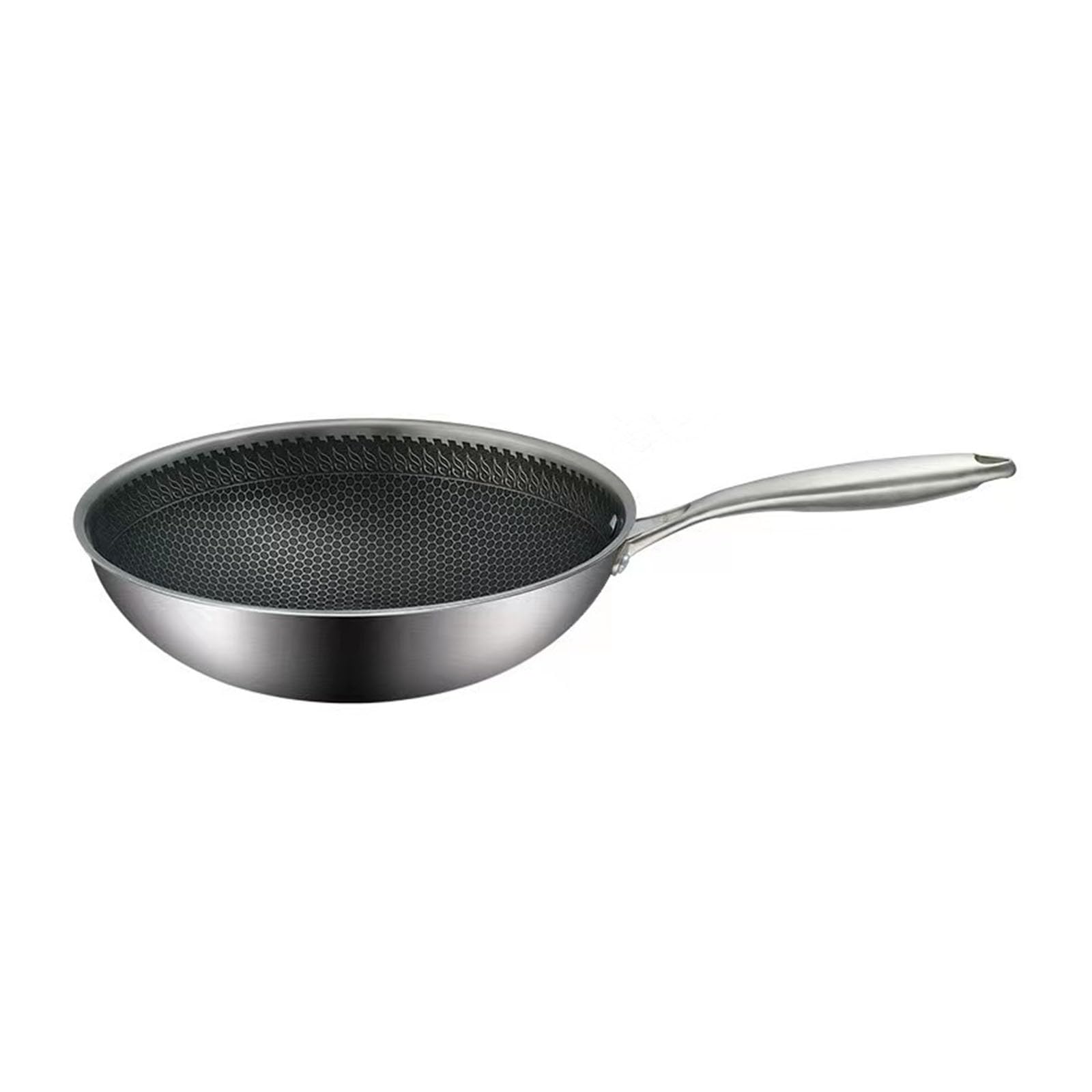 Patelnia Ze Stali Nierdzewnej, Nieprzywierająca Patelnia Typu Wok Z Pokrywką, Powłoka Z Rybich łusek Patelnia Do Gotowania Patelnia Do Woka, Nadaje Się Do Kuchenek Indukcyjnych, Cer(Size:36CM,Color:A)