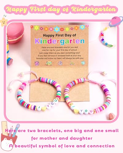 First Day of Kindergarten Bracelet Mommy and Me Back to School First Day of School Gifts for Mother Daughter Anxiety Bracelets Back to School Stuff Gifts for Mom and Daughter3