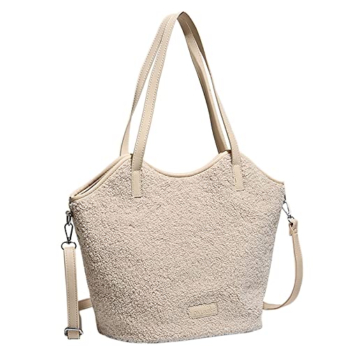 HunterBee Bolso grande de sherpa de forro polar bolsa de peluche mullido bolso grande de piel sintética para mujeres bolso cruzado de invierno y otoño