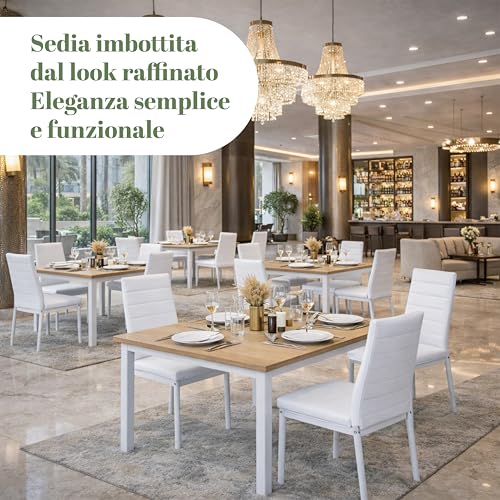Ma Maison Set 4 Sedie In Finta Pelle - Imbottite, Design Moderno, Elegante, Soggiorno, Da Cucina, Ufficio, Seduta Ergonomica, Schienale Alto, Struttura In Metallo - 53X46X97H Cm - 6