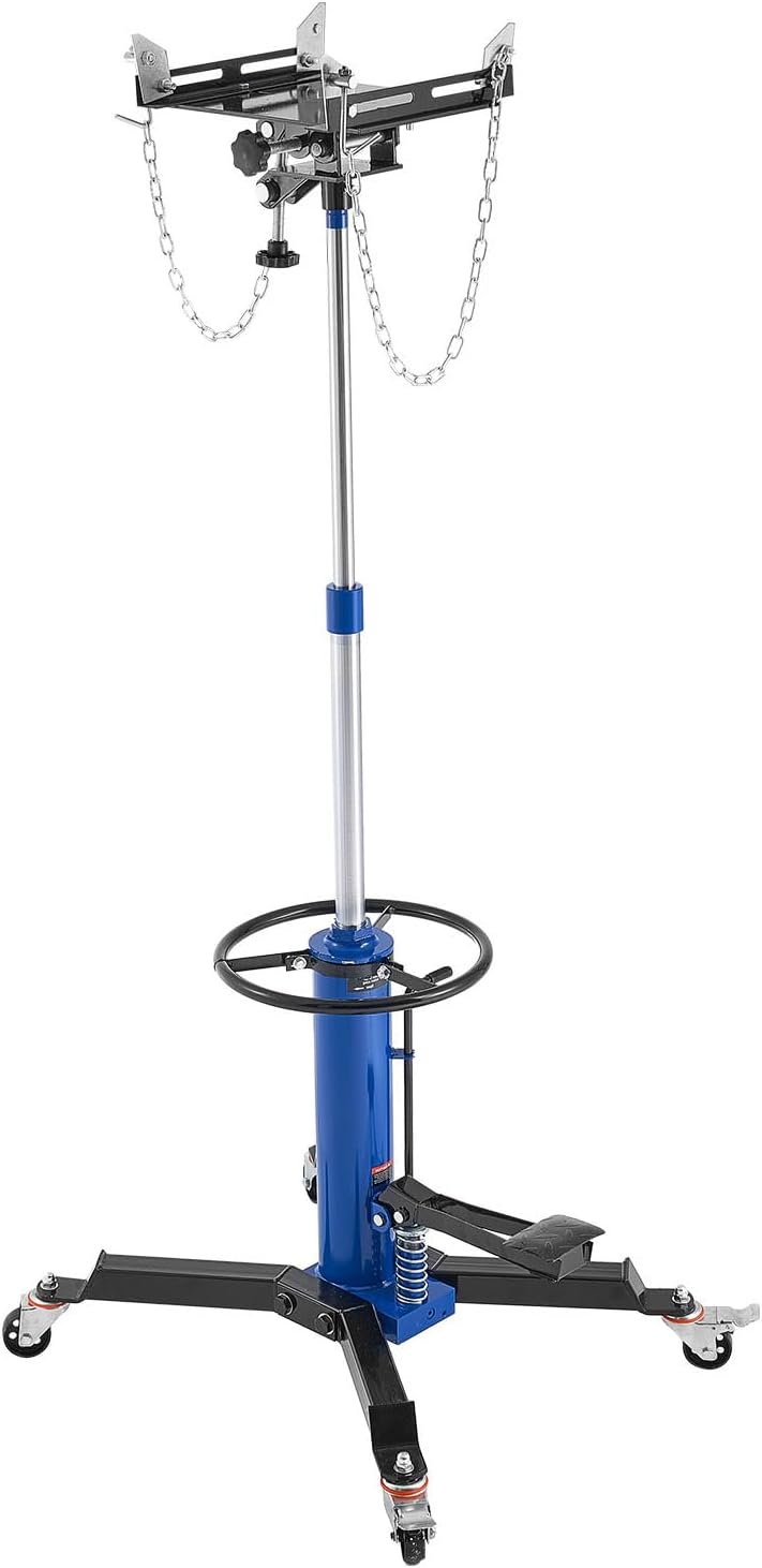 Hydraulic Transmission Jack, 1660 lbs / 0.75 Ton Lifting Capacity Telescoping Transmission Jack with Foot Pedal, 360° Swivel Wheel, 34.6-69.3 in High Lifting Height, Lift Hoist for Garage/Shop