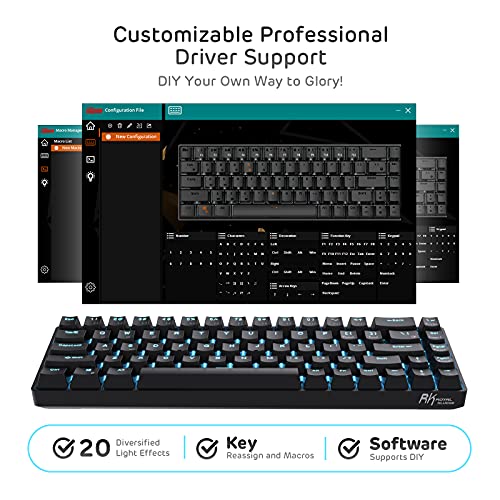 Image of RK ROYAL KLUDGE RK68 Hot-Swappable 65% Wireless Mechanical Keyboard, 60% 68 Keys Compact Bluetooth Gaming Keyboard with Stand-Alone Arrow /Control Keys, Quiet Red Switch, Black