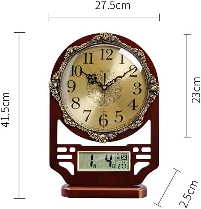 Mantel Clock, Bedside Bedroom Decor Desk Clocks, Silent Table Clock European Style Retro Desk Clock Dial Easy to Read for Living Room/Bedroom,