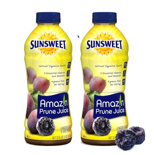 Sunsweet Amazin Prune Juice - Unsweetened - Low Fat - 100% Juice Rich in Fiber & Minerals - 2 Pack