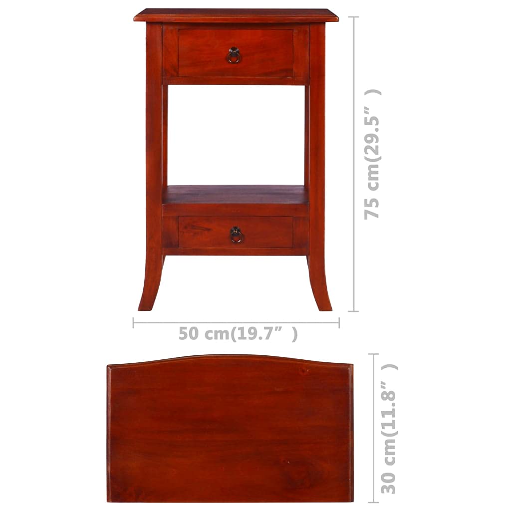 vidaXL Mesa consola clásica, para decoración de salón, mesa auxiliar, mueble móvil, mesita de noche, color marrón, madera maciza de caoba