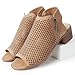 J. Adams Tracy Perforated Flat Bootie - Casual Open Toe Low Heel - Cut Out Shoe, Light Taupe, 7.5