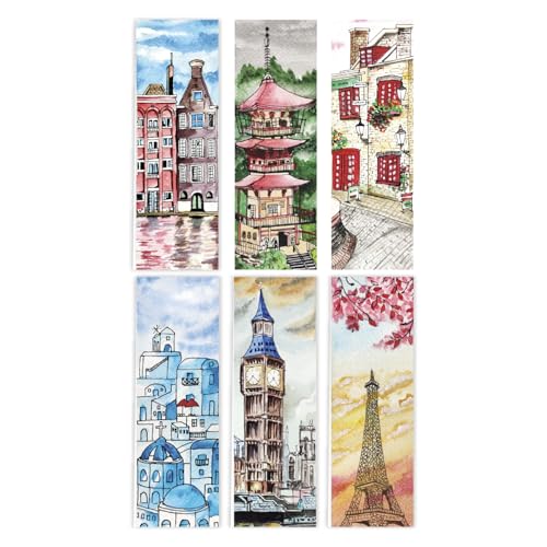 Image of Antara Travel Magnetic Bookmarks with Quotes | Digitised Handpaintings | Laminated Matte Finish | Set of 6 | 1.5 inch X4.6 inch |Best Gift for bibliophiles