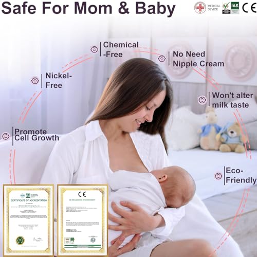 Boboduck The Original Silver Nursing Cups - Nipple Shields for Nursing Newborn, Newborn Breastfeeding Must Haves for Soothe and Protect Your Nursing Nipples - Trilaminate 999 Silver (X-L Size) - Thumbnail 4