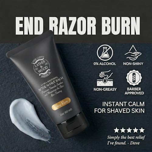 Image of Lather & Wood Aftershave Balm - Aftershave Lotion for Men with a Classic Bay Rum Scent