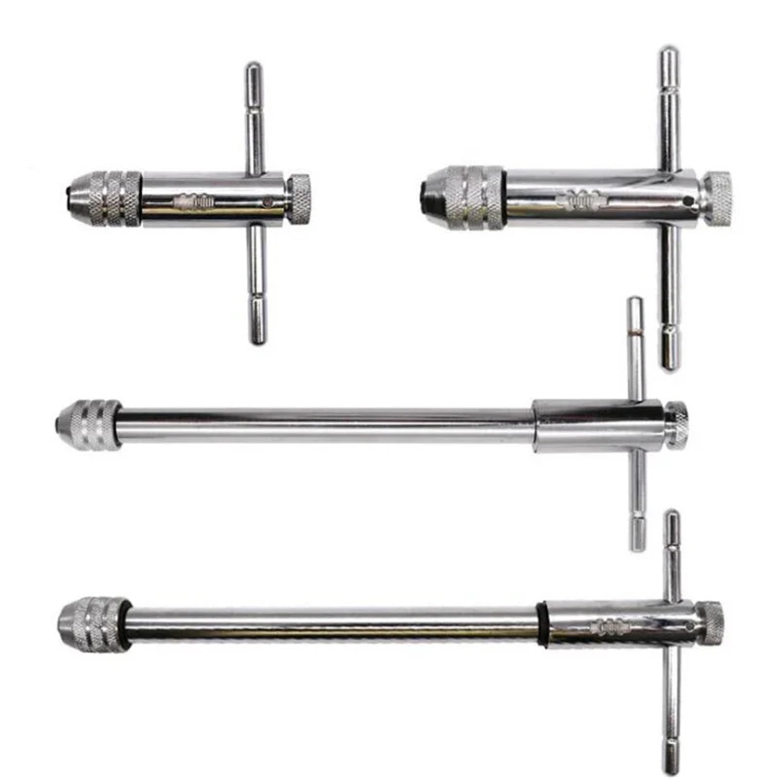 Xuwewi One Color 4 Pcs Adjustable Ratchet Tap Wrench For M3 M8 M5 With Sliding T Handle And Ring To Tighten Or Loosen Taps With Leverage For Garden