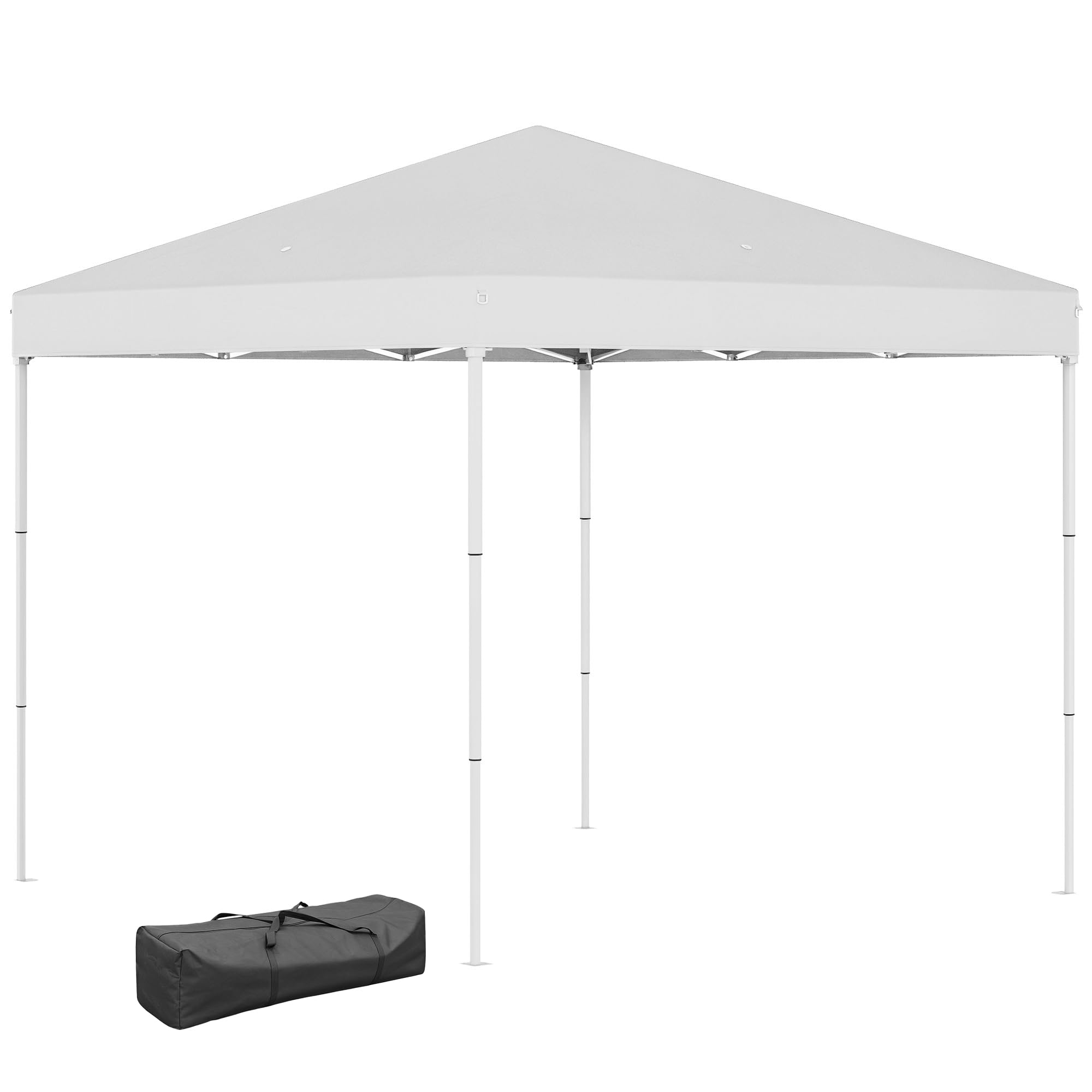 Outsunny Gazebo Pieghevole 2.5x2.5 m Pop Up con Borsa da Trasporto Bianco | 8 Fori di Drenaggio, Gazebo da Esterno, Acciaio e Oxford, Giardino, Feste