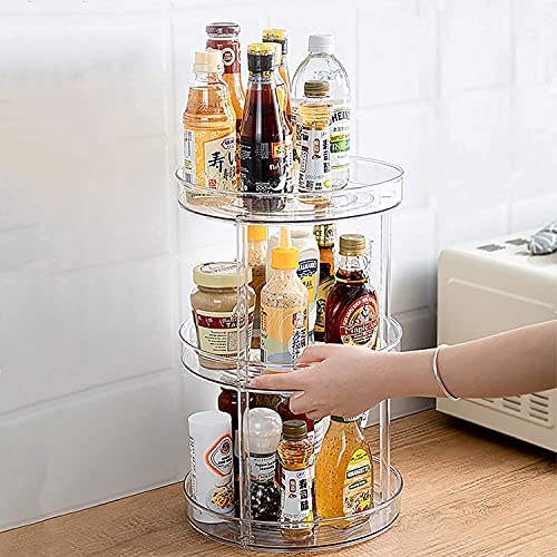 Amasses 3 Tier Clear Lazy Susan Organizer, 360 Degree Rotating Round Lazy Susan Turntable 9" Non-Skid Rotating Organization Storage Container For Kitchen, Cabinet, Pantry #TOP2