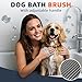 4PCS Dog Bath Brush | Scrubber for Bath | Shampoo Brush | Toothbrush | Finger Toothbrush | Dog Shower/Washing Brush with Adjustable Ring Handle - Pet Bath Supplies (Black Grey)