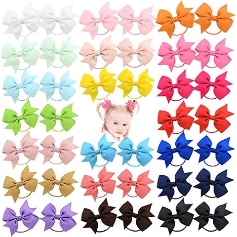 40pcs 2 Zoll Baby Mädchen Haarschleifen Haargummis Elastisches Stirnband Pferdeschwanzhalter Haarband Haarschmuck für Kinder Kleinkinder Cover