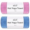 HOMEXCEL Hot Yoga Towels 2 Pack, (26.5" x 72") Non-Slip & Ultra-Absorbent Microfiber Yoga Mat Towels for Hot Yoga, Pilates, Exercise, Fitness, Bikram and Workout, Blue/Pink