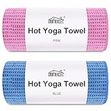 HOMEXCEL Hot Yoga Towels 2 Pack, (26.5' x 72') Non-Slip & Ultra-Absorbent Microfiber Yoga Mat Towels for Hot Yoga, Pilates, Exercise, Fitness, Bikram and Workout, Blue/Pink