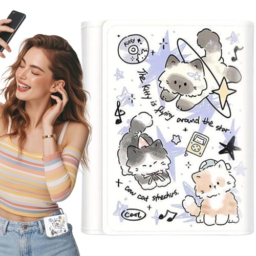 Trifold Wallets Women – Cat Print Ladies Wallets, Compact Foldable Organizer | Cute PU Leather Purse with Card Slots, ID Window and Coin Pocket for Girls Teens Travel Work Everyday Fashion2