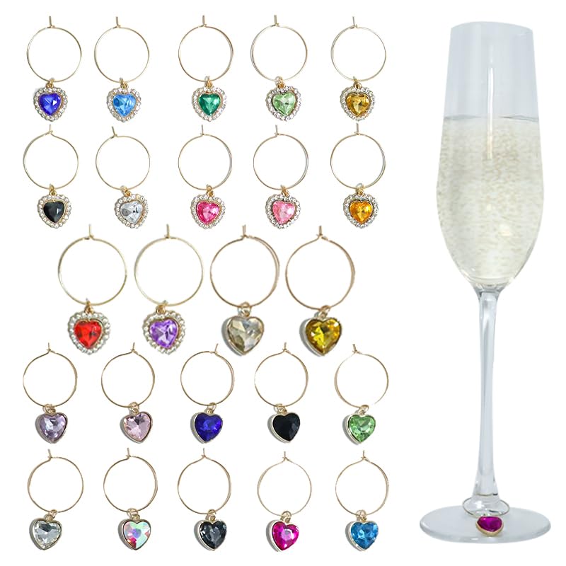 FXLZJYJ 24Pcs Heart Shaped Wine Charms for Stem...