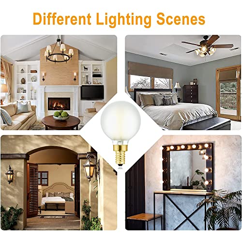 Leools Dimmable G16.5 Led Frosted Bulbs,4W Equal 40 Watt Light Bulb,400Lm,Soft White 3000K,Frosted Glass,E12 Led Globe Light Bulb For Pendant,Vintage Led Filament Candle Bulb With Decorative,6Pcs #TOP4