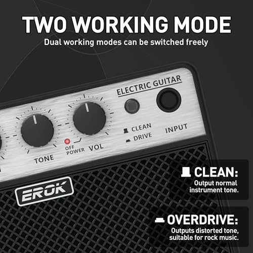 Image of EROK Mini Electric Guitar Amp, Portable Amplifier with 3.5mm Headphone /AUX Input, Compact Design for Practice & Small Gigs (Electric Guitar)