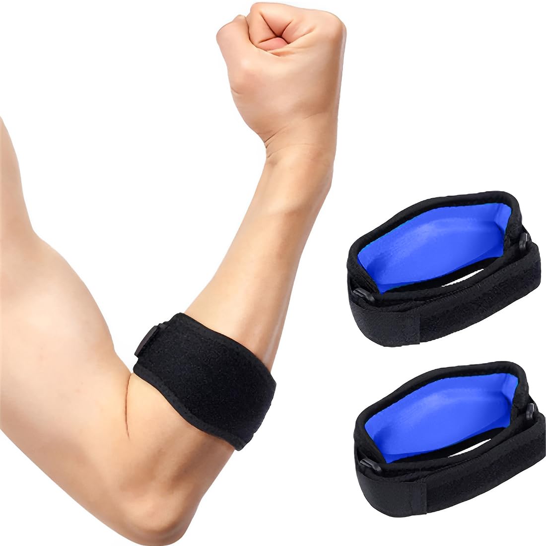 2 Pezzi Tutore Epicondilite Gomito,Tutore Gomito Epicondilite Leggero e Regolabile,con cuscinetto di compressione in EVA,Per Alleviare il Dolore del Gomito del Tennista,Unisex, Taglia Unica