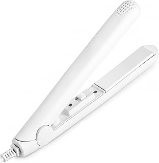 White Mini Straightener Ceramic Hair Curler, 2-in-1 Curling Iron & Straightener, 1/2 Inch Barrel for Short and Fine Hair