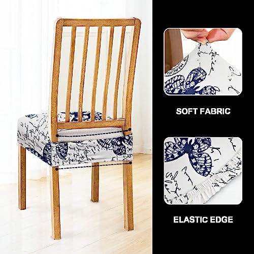 Image of Set of 4 Stretchable Dining Chair Covers, Universal Fit Washable Seat Slipcovers for Dining Room & Home Decor (Butterfly)